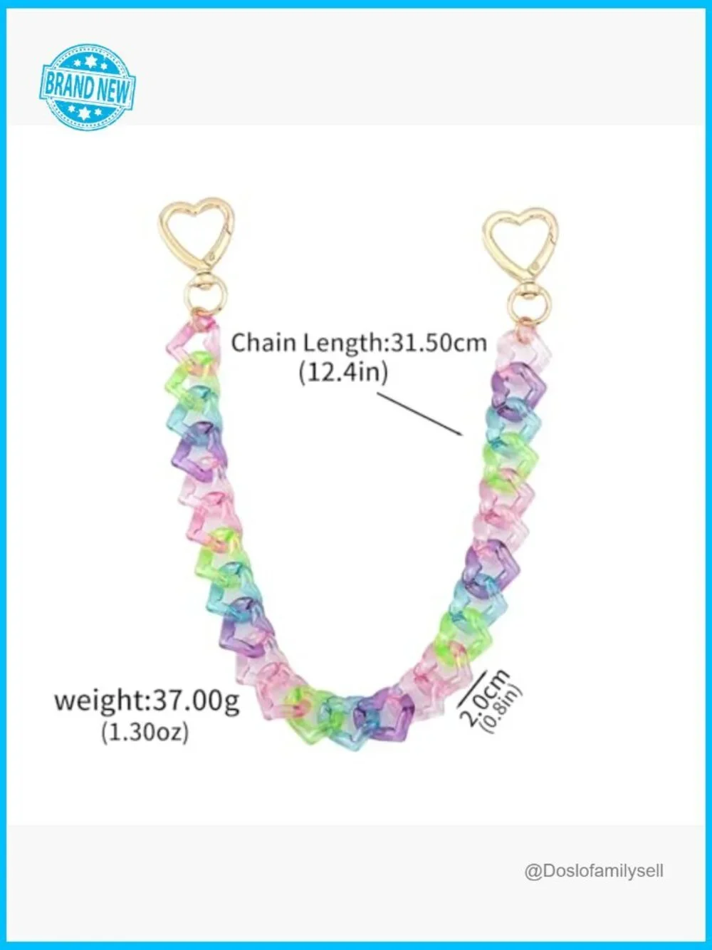 Acrylic Heart Purse Chain Extender Y2K Chic Designer Handbag Strap